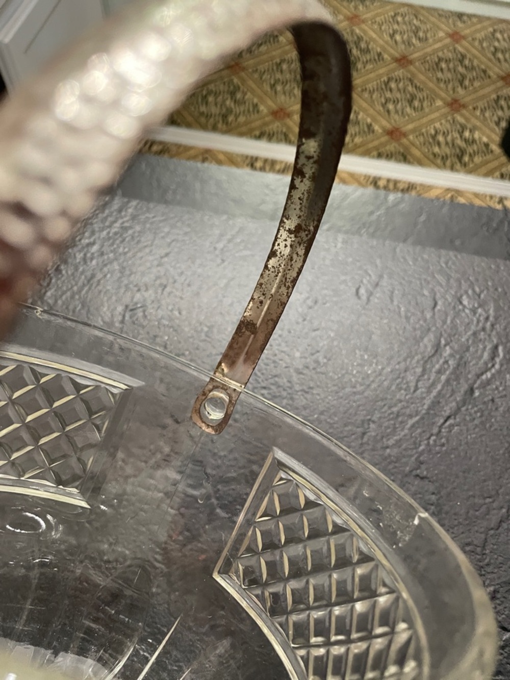 Vintage Ice BucketCut Glass Crystal Basket Pair with Silver-Tone Handles -Clear - Picture 6 of 12